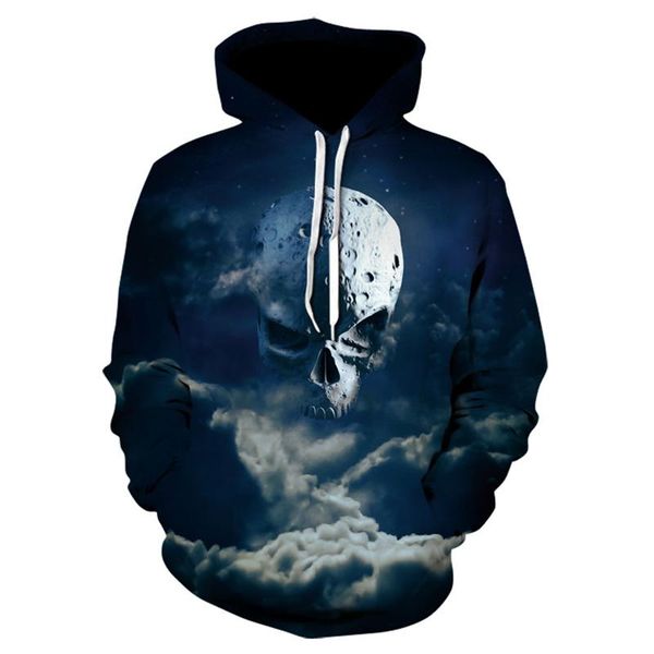 

men's hoodies & sweatshirts hip hop hoodie sweatshirt dark 3d printed skull harajuku hooded pullover streetwear long sleeve thin spring, Black
