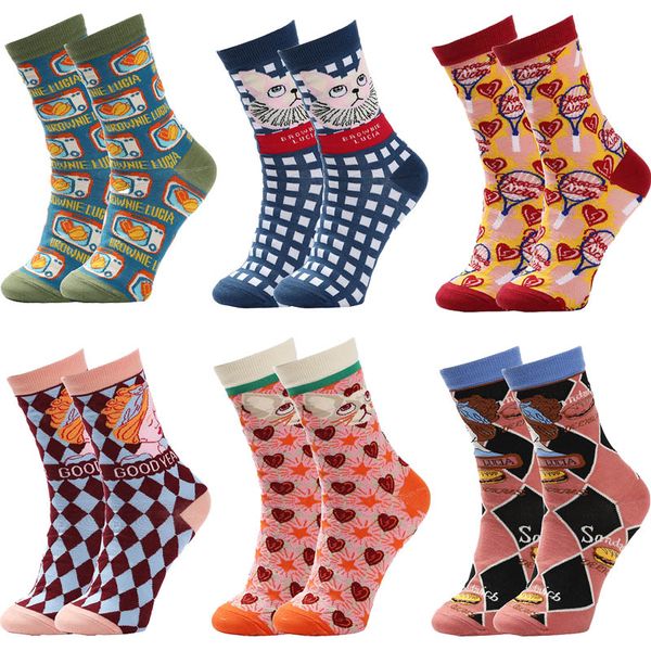 

womens novelty funny socks casual cotton cool printed animal fun socks, Black