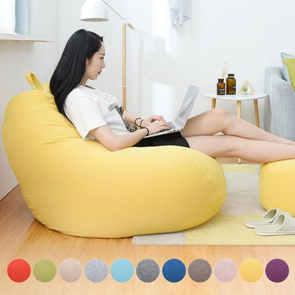 

chair covers large small lazy sofas cover chairs without filler linen cloth lounger seat bean bag pouf puff couch tatami living room