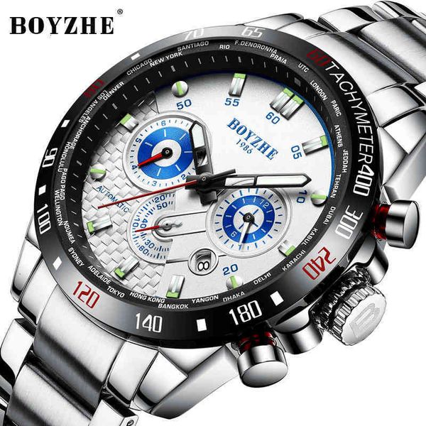 

multifunctional fashion lighting boyzhe brand sports mechanical watches week rvs waterproof automatic gentlemen, Slivery;brown