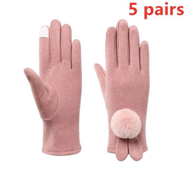 

ski gloves 5 pairs women winter warm touchscreen windproof for girls using