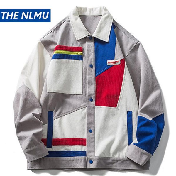 

men's jackets 2021 autumn hip hop varsity jacket men vintage color block patchwork loose harajuku coats clothing oversize we031, Black;brown