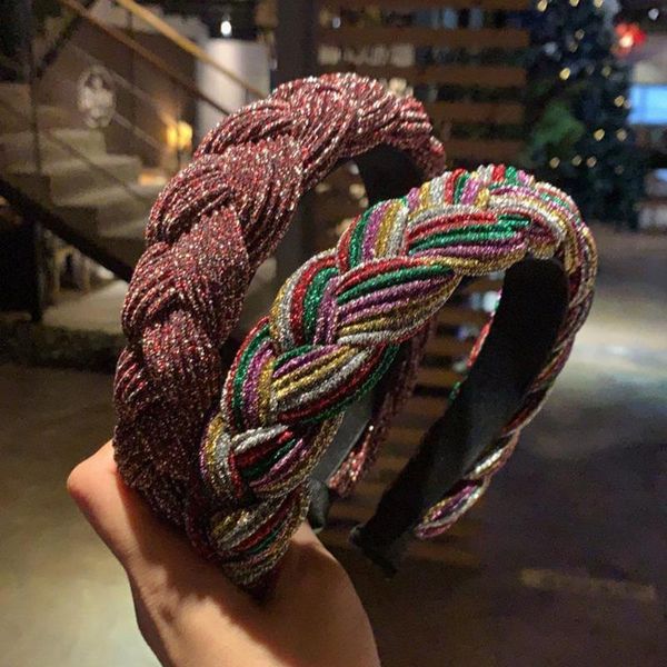 

hair accessories fashion women hairband cross knot braid headband autumn winter shiny color headwear wide side turban