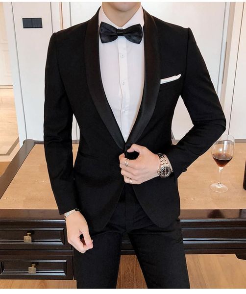 

handsome one button groomsmen shawl lapel groom tuxedos men suits wedding/prom/dinner blazer(jacket+pants+tie) 029 men's & blazers, White;black