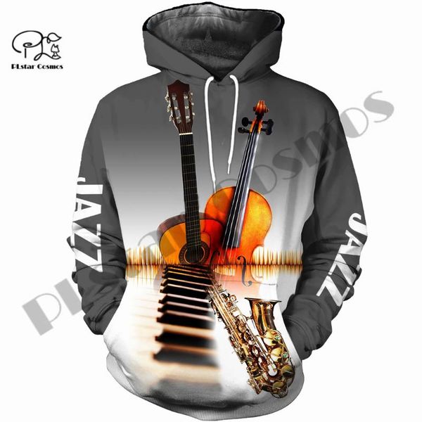 

men's hoodies & sweatshirts plstar cosmos 3dprinted est jazz musical instrument harajuku streetwear funny unique casual hoodies/sweat, Black
