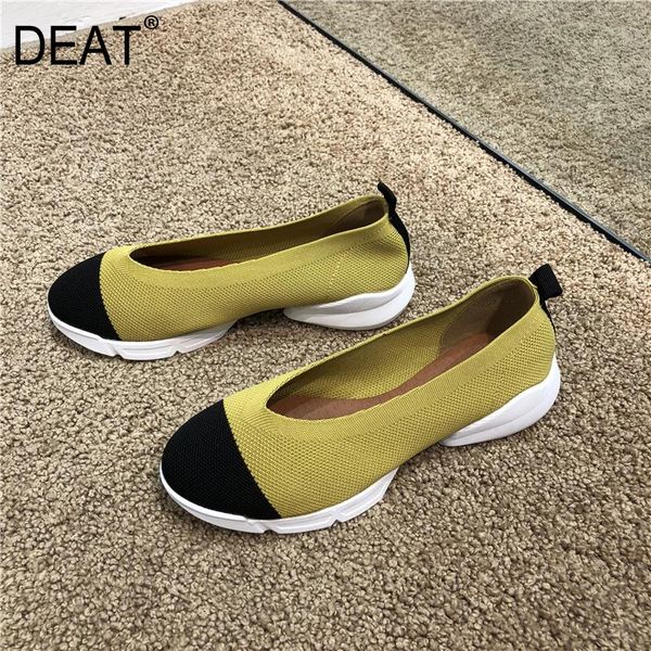 

dress shoes [deat] 2021 round toe shallow hit colors single flying knitting platform women spring autumn fashion tide 10i591, Black