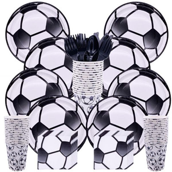 Einweggeschirr Fußball Schreiben Fußball Junge Geburtstag Party Tasse Teller Geschirr Sets Babyparty Dekoration Lieferungen Ballon Set