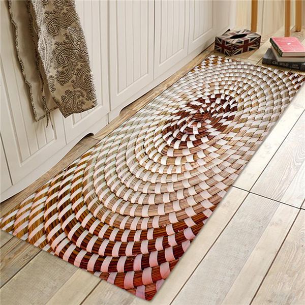 

bamboo weaving 3d printed floor mat door mats indoor entrance non-slip for living room bath bedroom chair rug carpets