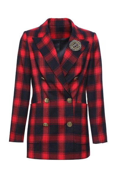 

women's suits & blazers 2021 autumn fashion women red palid luxury double breasted blazer female chic jacket coat gdnz 7.14, White;black