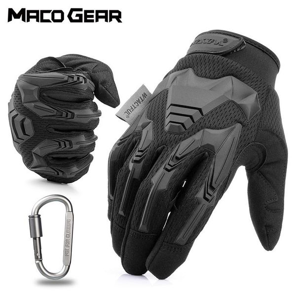 

cycling gloves outdoor bike windproof sport hiking tactical riding motorcycle shockproof mtb full finger bicycle glove men woman, Black