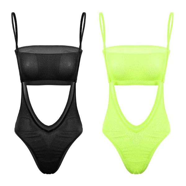 

summer women see through sheer mesh bodysuit with elastic strapless bandeau tube monokini swimsuit cover-ups beachwear one-piece s