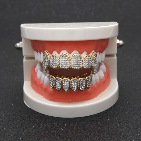 

new hip hop teeth set with zircon and gold plated, Silver