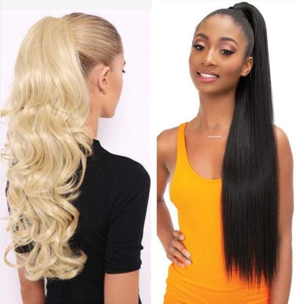 

synthetic wigs afro hairpiece ponytail hair 3 pieces/set wavy fake magic paste overhead tail for women natural black