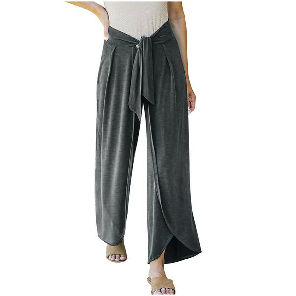 

women's pants & capris trousers 2021 loose soft linen breathable quick dry knit belt elastic waist vintage casual knitted, Black;white