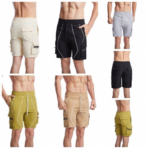 

men's shorts men casual with adjustable drawstring summer pocket decoration tooling style loose clothing 2021, White;black