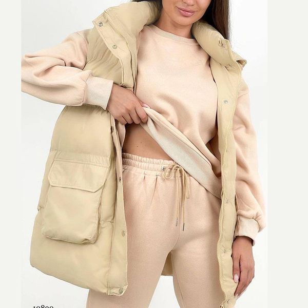 

women's vests 2022 winter coats women bomber jackets buttons pockets parkas long hat hooded vest fashion solid windbreaker vintage y2k, Black;white