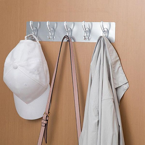 

hooks & rails 3/5 row hook strong adhesive traceless transparent plastic behind kitchen door wall hanging clothes