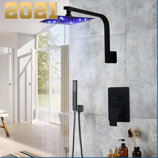

bathroom shower combo set wall mount system rainfall head rain mixer matte black sets