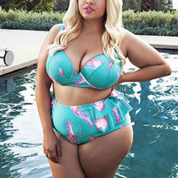 

bikinis set plus size women bikini padded bra floral monokini bathing swimwear swimsuit