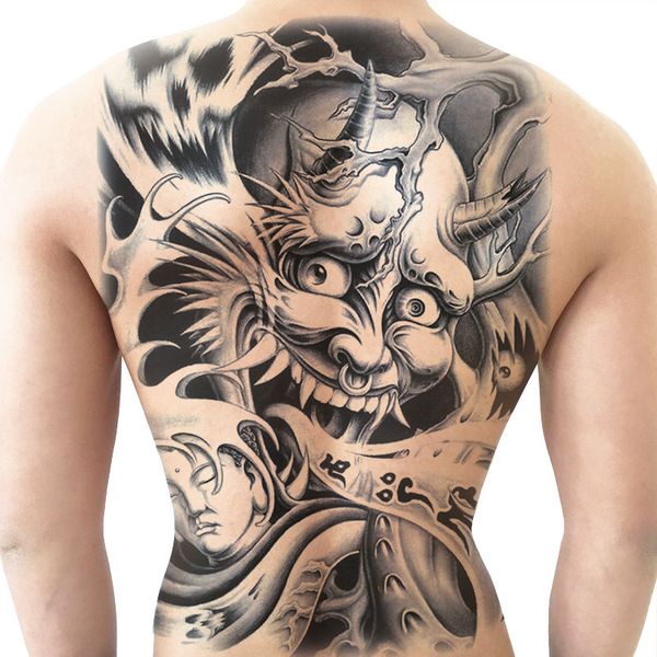 

full back large picture bannuo ghost face tattoo sticker waterproof men and women lasting simulation pendulum