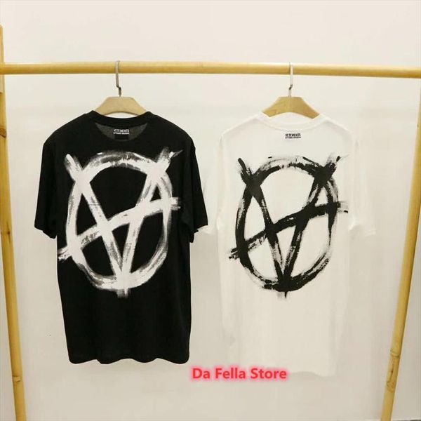 

vetements tee 1:1 tag mens t shirt back embroidery letter women anarchy logo vtm, White;black