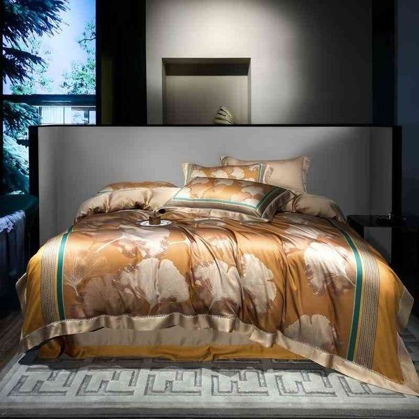 

silky smooth 1000tc lyocell tencel duvet cover breathable soft colorful leaves bedding bed sheet pillowcases wrinkle-resistant