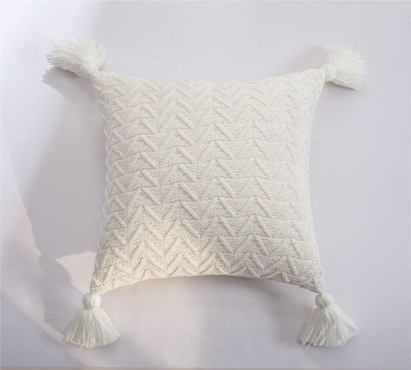 

cushion/decorative pillow cute tassels chenille case nordic style knitted cover fall home decorative pillowcase sofa cushion