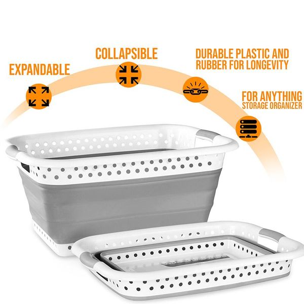

collapsible laundry basket space saving folding cloth washing storage container hug-deals & organization