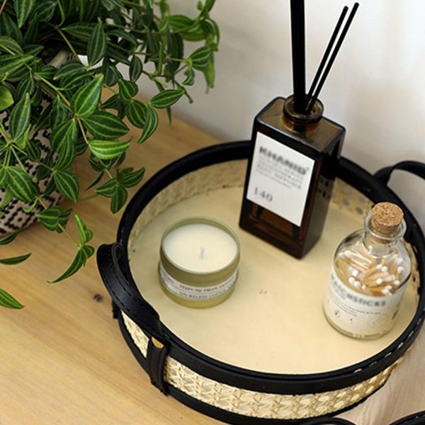 

household rattan storage basket with double handle desksundries cleaning creative fruit dessert organizer bread tray baskets