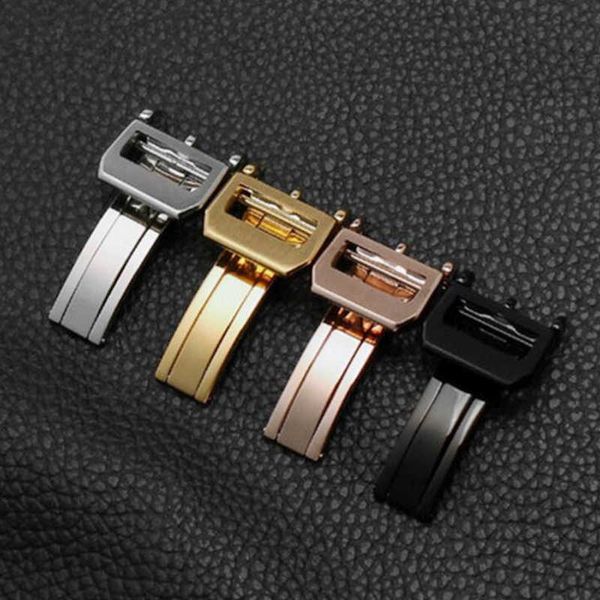 

18mm 316l stainless steel butterfly watch band buckle strap rose gold silver folding clasp for iwc replacement h0915