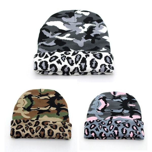 

beanies winter camouflage leopard embroidered skullies beanie hat green pink warm autumn wool knitted bonnet female man cap