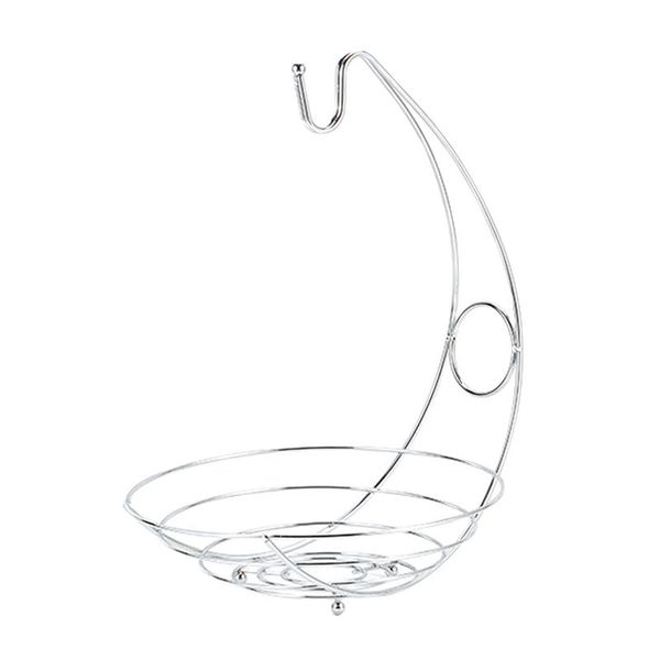 

high 2 in 1 banana hanger fruit bowl iron holder storage basket stand hook kitchen uej baskets