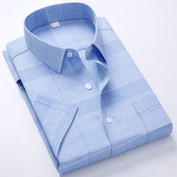 

men's dress shirts bamboo fiber fabric summer short-sleeved lapel soft business casual shirt slim fit easy-care printing fashion, White;black