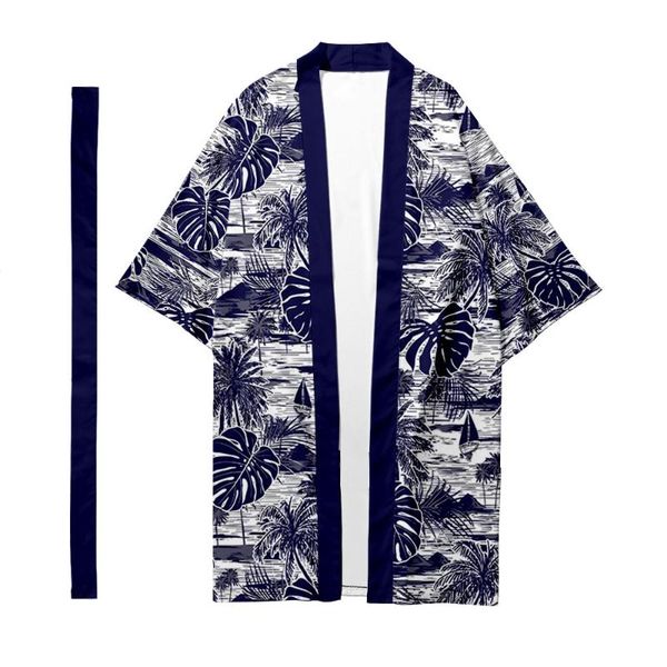 

ethnic clothing oversize 6xl plant leaves printed japanese street samurai harajuku long style kimono cardigan women men cosplay yukata, Red