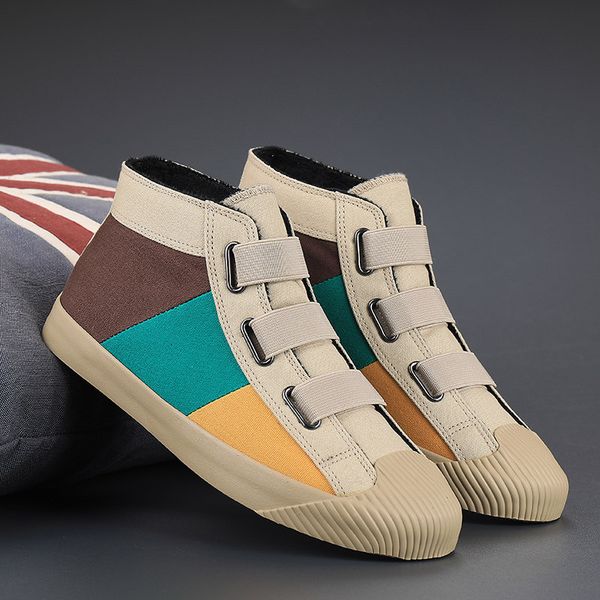

spring new high men casual shoes elastic mens canvas shoes comfort non slip stitching canvas sneakers men hommes chaussures