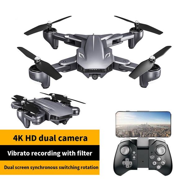 

drone helicopter with camera wifi fpv dual 4k hd rc quadcopter optical flow positioning foldable quadrocopter drones
