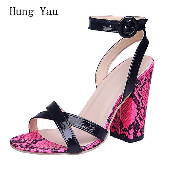 

dress shoes woman sandals snake pattern summer fashion style wedges pumps high heels buckle strap gladiator women plus size 34-43, Black