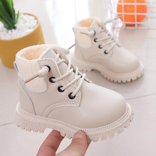 

boots autumn winter 2021 children casual baby boys and girls for kids fashion leather soft antislip girl, Black;grey
