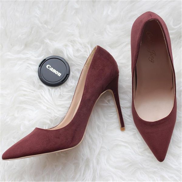 

fashion women pumps vintage burgundy velvet pointy toe high heels shoes size33-43 12cm 10cm 8cm party dress, Black