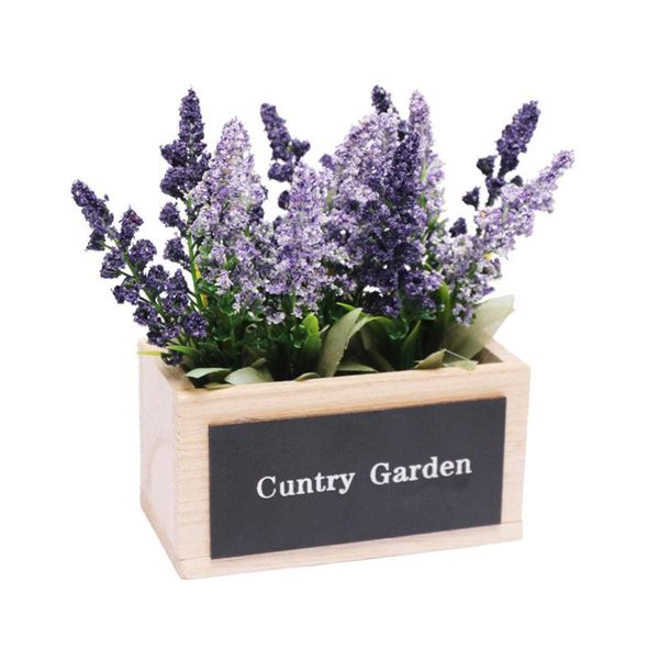 

lavender artificial flowers floral decor romantic wedding simulation room plastic wooden box office ornaments desk potted plant decorative &