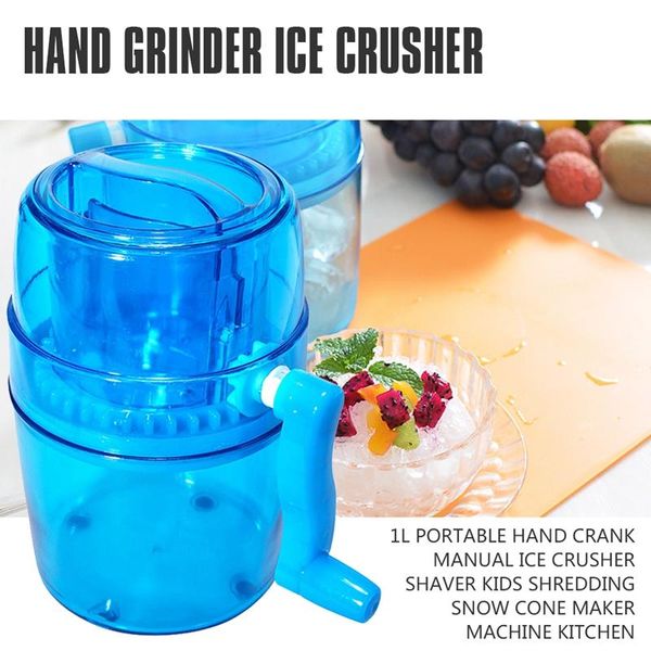 

portable hand crank manual ice crusher shaver kids shredding snow cone maker machine kitchen crushers & shavers
