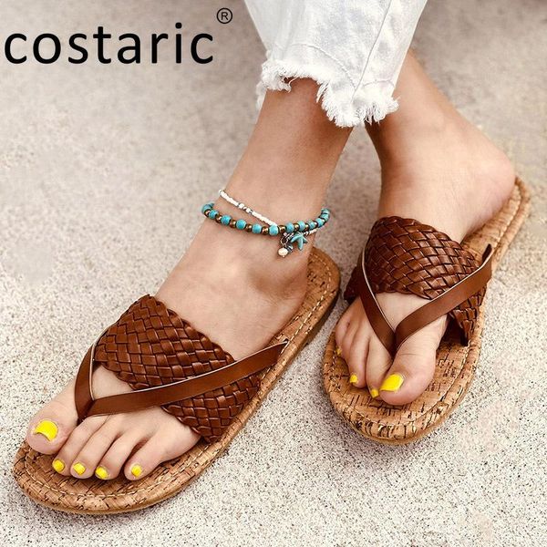 

size 36-43 woven pu flip flops women fashion vintage slippers summer outdoor flat slides comfort peep toe slipper 2021, Black