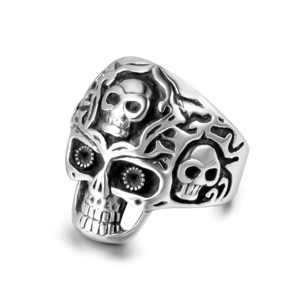 

wedding rings fashion stainless steel skull ring couples men and women trendy simple punk jewelry gift s0158, Slivery;golden