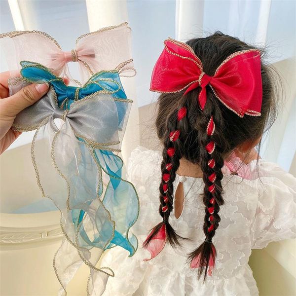 

colors kids mesh bow baby hairpin cute hair accessories korea princess super fairy ribbon girls lovely, Slivery;white
