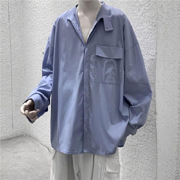 

men's casual shirts stand-up collar solid color long-sleeved shirt spring and autumn all-match for men korean clothes, White;black