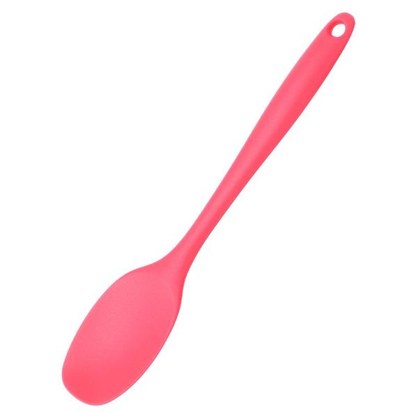 

spoons silicone soup spoon long handle nonstick kids scoop serving (red)