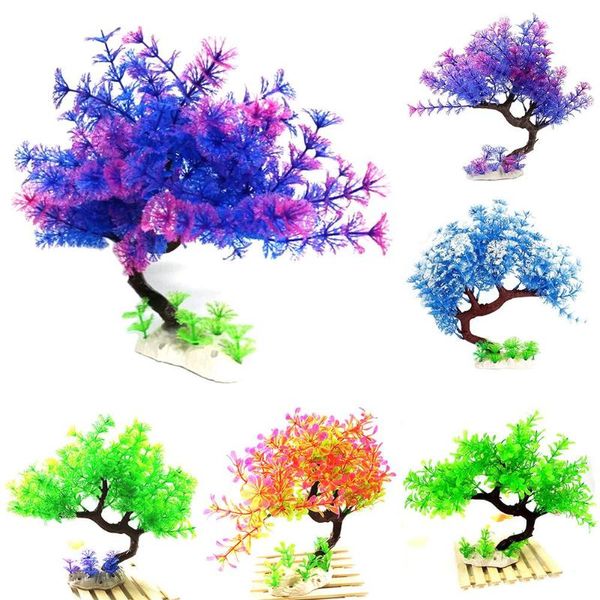 

decorations aquarium artificial plant plastic bent tree fake plants fish tank decoration landscape pet products
