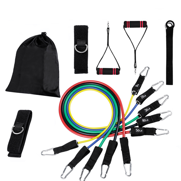 

fitness body building tension belt pull rope latex stretch resistance 11 pcs tubes bands set