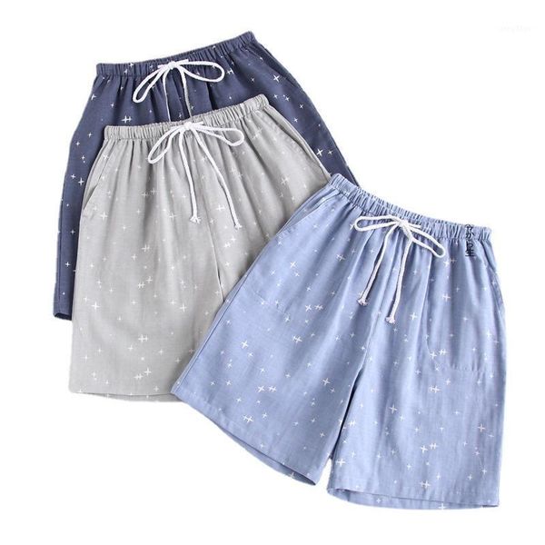 

men's sleepwear summer cotton gauze simple couple shorts thin section pantalon hombre veran ladies comfortable pajamas sleep wear men, Black;brown