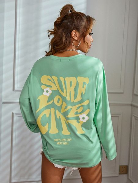 

slogan graphic drop shoulder tee 15s8#, White